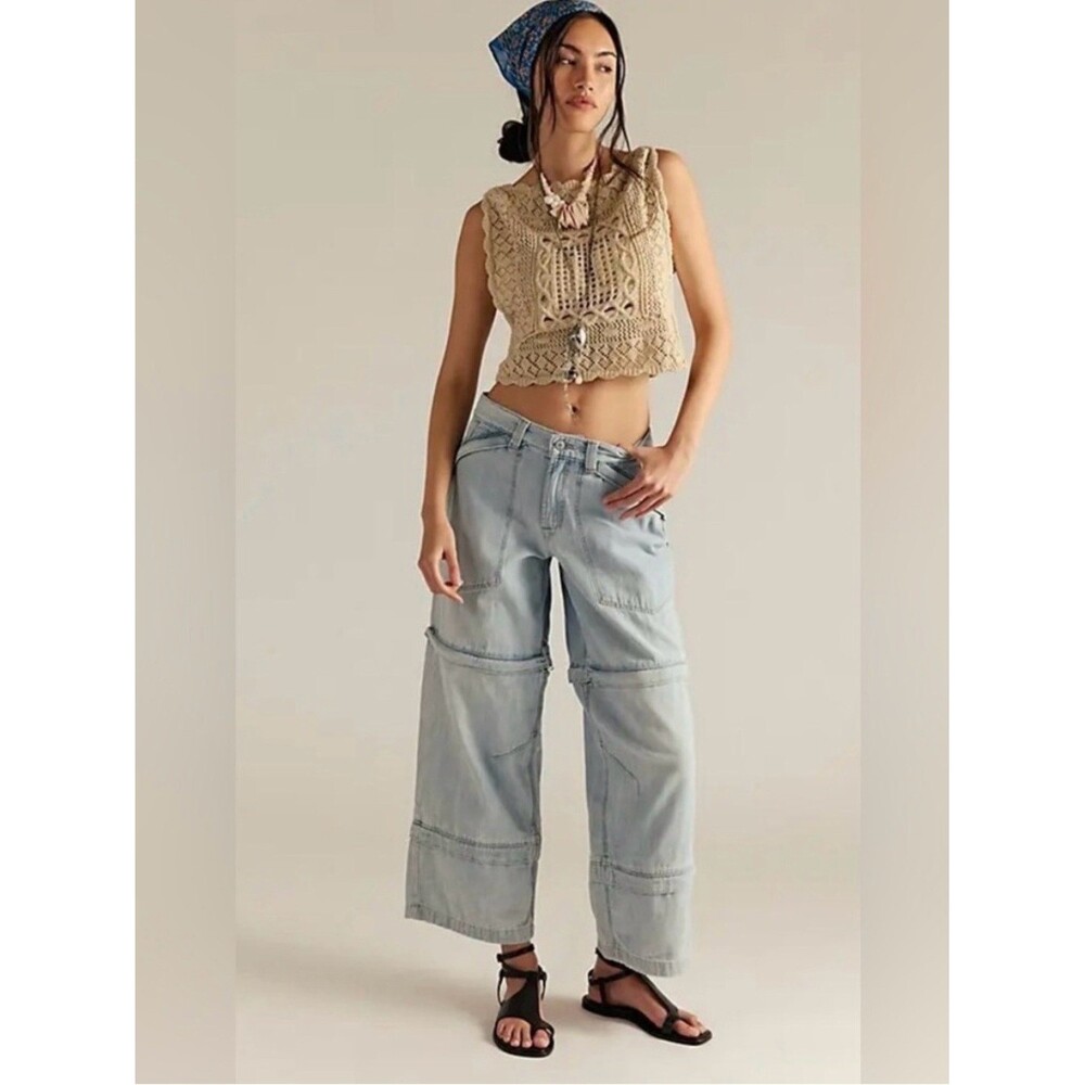 We The Free Trailblazer Convertible Zip Jeans in light denim NWT - Picture 1 of 11